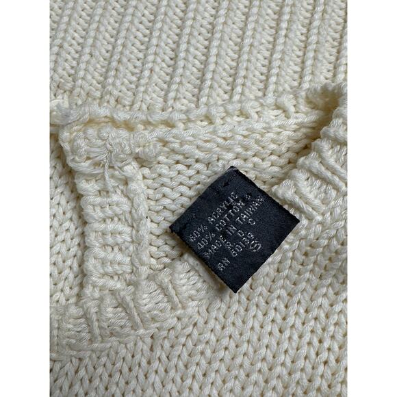 Jimmy Garcia Sweater Womens Small‎ Knit Cream Floral Hand Loomed Cottage Artsy - Picture 9 of 12